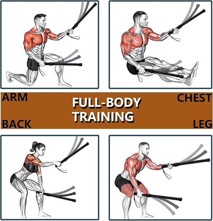 Ropeless Battle Rope for Home Gym, Strength Training,Portable Workout Ropes for HIIT Workouts