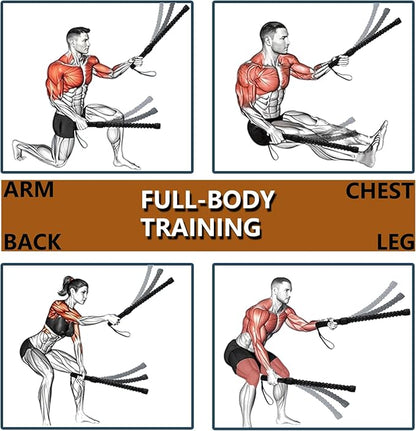 Ropeless Battle Rope for Home Gym, Strength Training,Portable Workout Ropes for HIIT Workouts