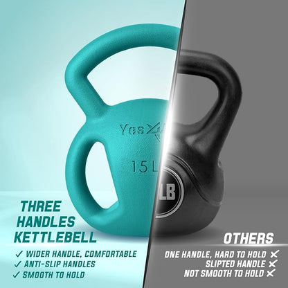Yes4All Kettlebell, Strength Training Kettlebells for Women, Wide Multi-grip Textured Handle for