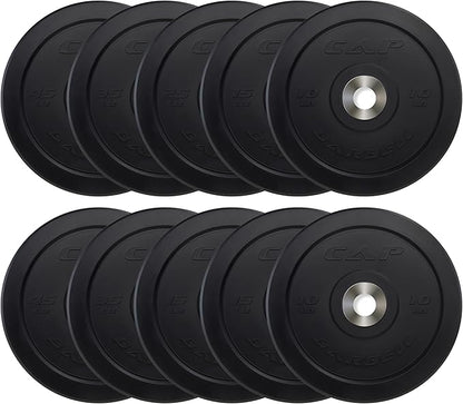 CAP Barbell 2-Inch Olympic Bumper Plate Weight Set | 100-370 lbs | Multiple Options
