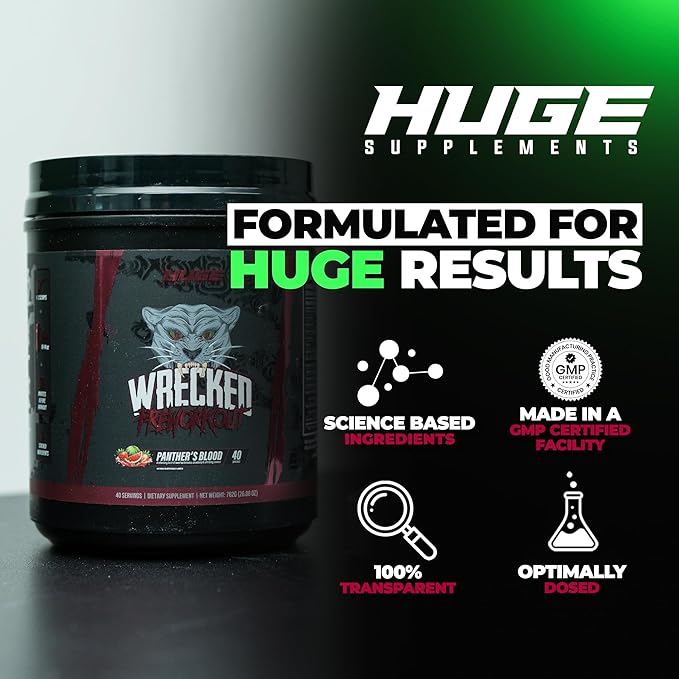 Wrecked Pre Workout, Advanced Formula, Boosts Energy, Focus, Pumps & Performance, 10g L-Citrulline
