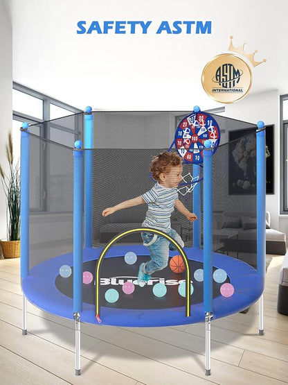 BLUERISE Trampoline 55IN 6FT Toddler Trampoline for Kids Indoor Outdoor Play for Kids Trampoline