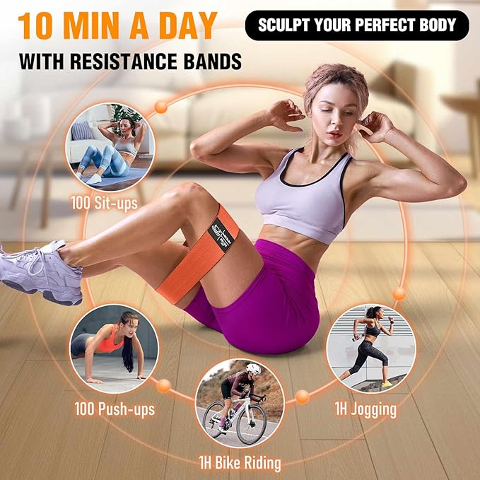 Fabric Resistance Bands for Working Out - Exercise Bands for Women and Men, Booty Bands for Legs