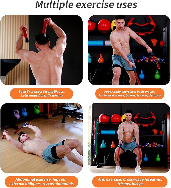 Upgraded Ropeless Battle Ropes for Home Gym, Four Adjustable Weight Levels, Weighted Workout Ropes