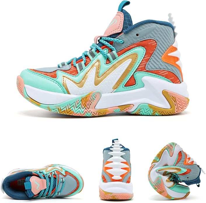 VITUOFLY Kids Basketball Shoes Boys Air Cushion Sneakers Girls Mid Top School Hoops Shoes Non-Slip