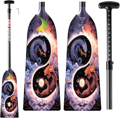 Z&J SPORT Adjustable Dragon Boat Paddle, IDBF Approved Carbon Fiber Paddle, Dragon Graphic Paddle
