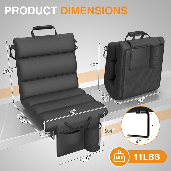 HOPERAN Heated Stadium Seats for Bleachers with Back Support - 3 Levels Bleacher Chairs with Back