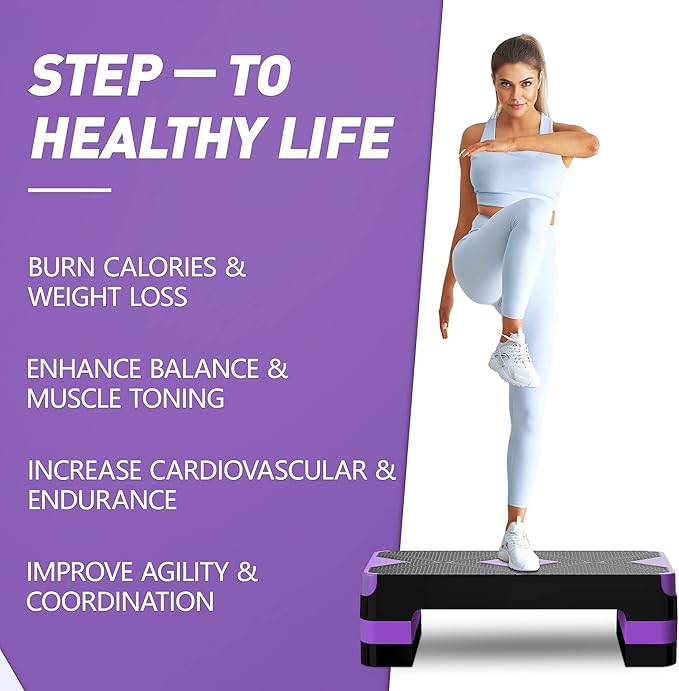 Aerobic Exercise Step, Adjustable Aerobic Stepper for Exercise, Workout Step Platform for Step Up
