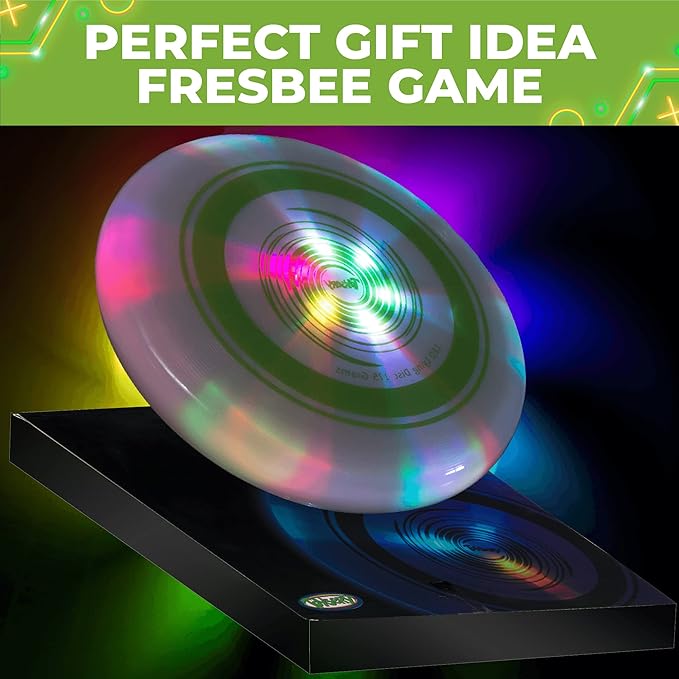 Toysery Light Up Flying Disc - LED Frisbee, Glow in The Dark, Easy to Use, Ideal Camping Game, Fun