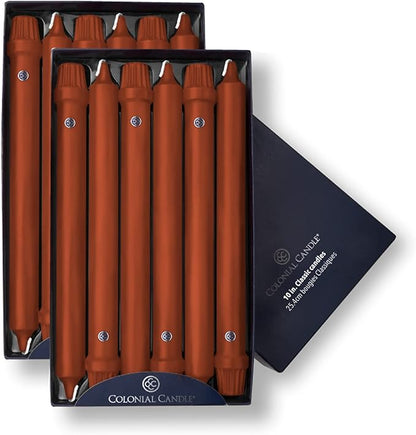 Colonial Candle Unscented Taper Candle, Classic Collection, Amber, 10 in, Pack of 12 - Up to 8