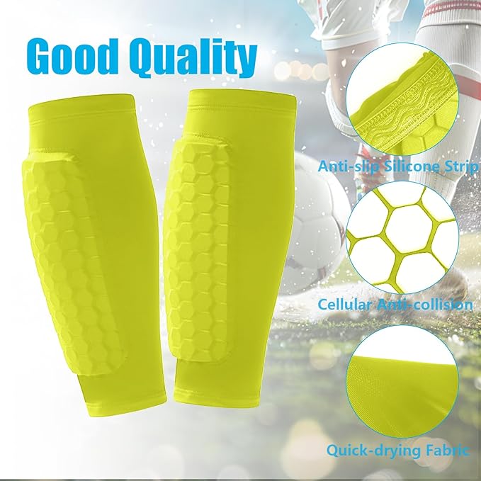 Soccer Shin Guards Shin Pads for Kids Youth Adult, Calf Compression Sleeve with Honeycomb Pads