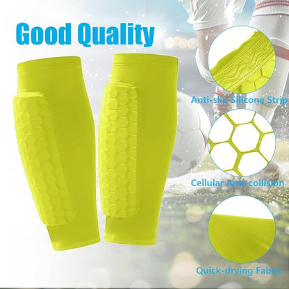 Soccer Shin Guards Shin Pads for Kids Youth Adult, Calf Compression Sleeve with Honeycomb Pads