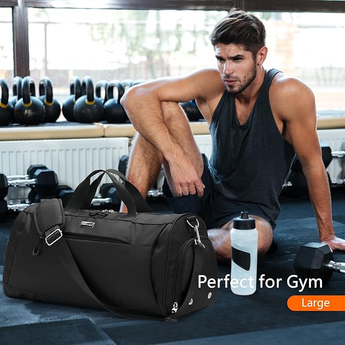 TOPDesign Gym Bag for Women & Men, Unisex Duffel Bag with Shoe Compartment & Wet Pocket for Travel