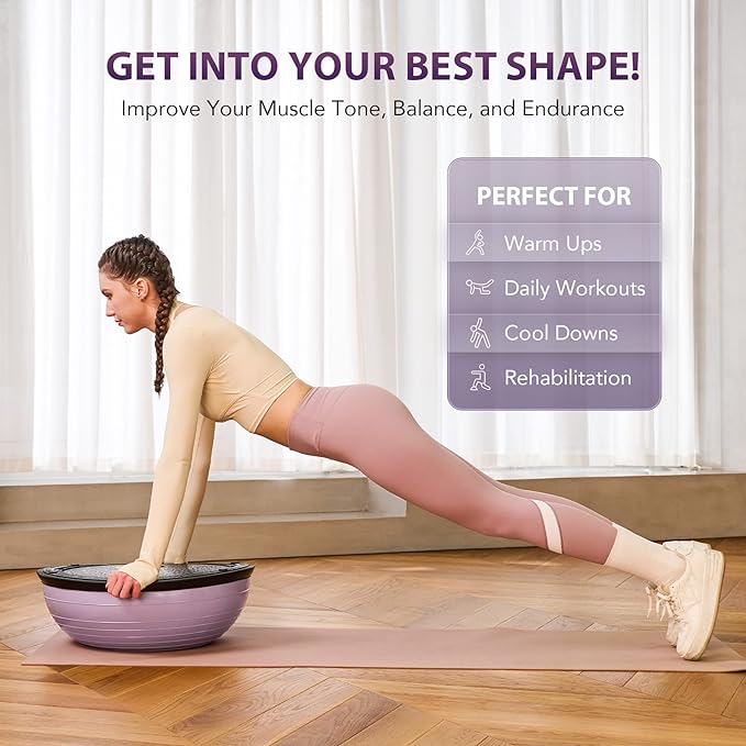 ZELUS Balance Ball Trainer with Resistance Bands and Foot Pump, Inflatable Yoga Ball for Home Gym