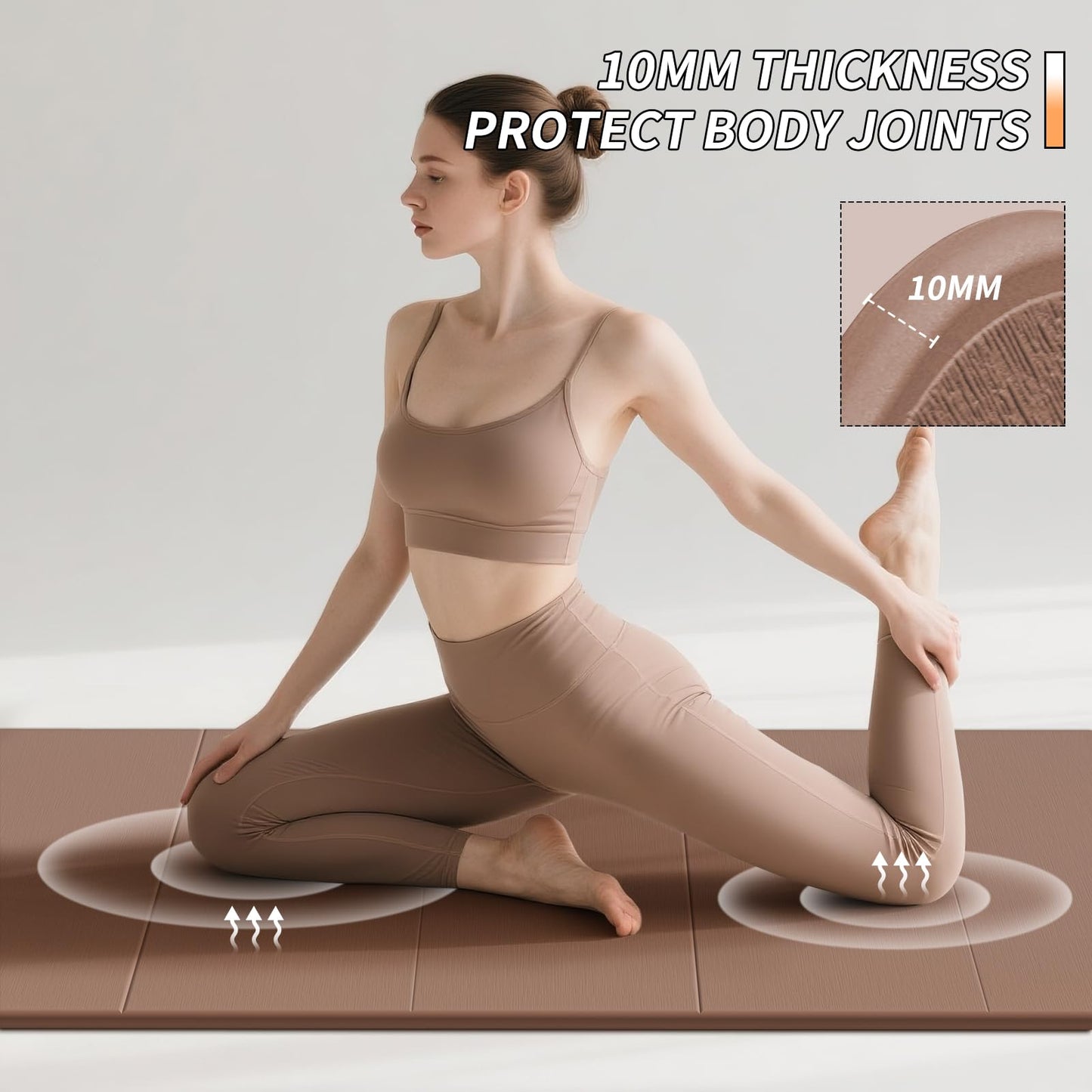 PAIDU Foldable Yoga Mat 10MM Thick SGS Certified TPE 75x26" Portable