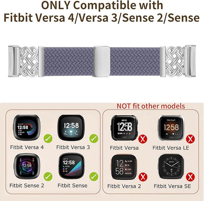 Braided Band Compatible with Fitbit Versa 4 Bands for Woman/Versa 3/Sense 1/Sense 2 Band, Magnetic