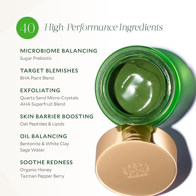 Tata Harper Clarifying Mask, BHA Face Mask for Blemishes, Exfoliating Face Mask with AHA's, Natural