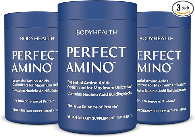 BodyHealth PerfectAmino Tablets, (3-Pack) Essential Amino Acid with BCAAs + Lysine, Phenylalanine