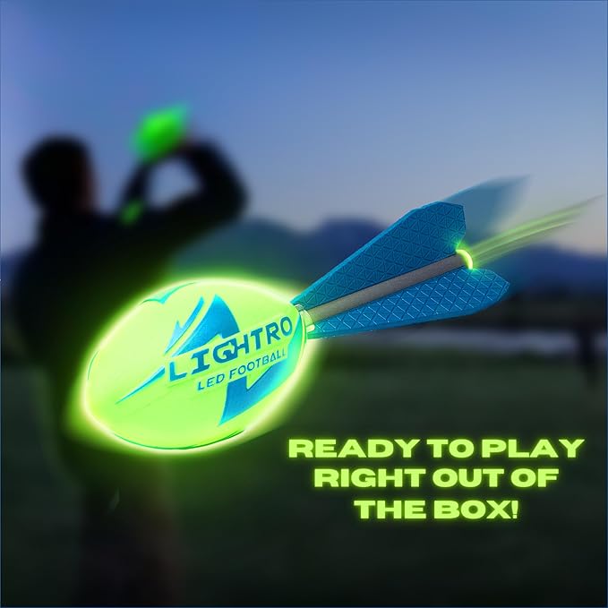 LIGHTRO - Foam Glow in The Dark Football - Super Bright - Smart LEDs - Batteries Included