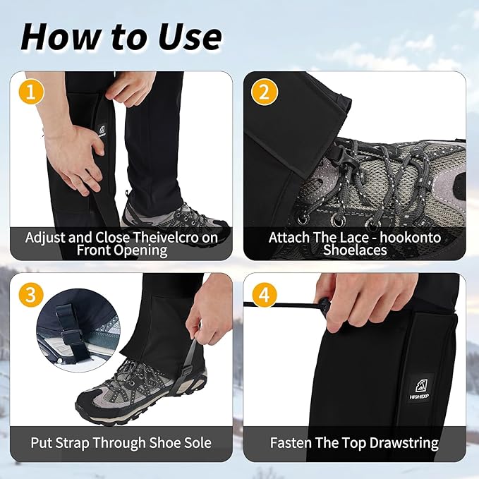 Leg Gaiters 100% Waterproof Adjustable Shoe Snow Boot Guard Gators for Hiking Shoe Cover Hunting