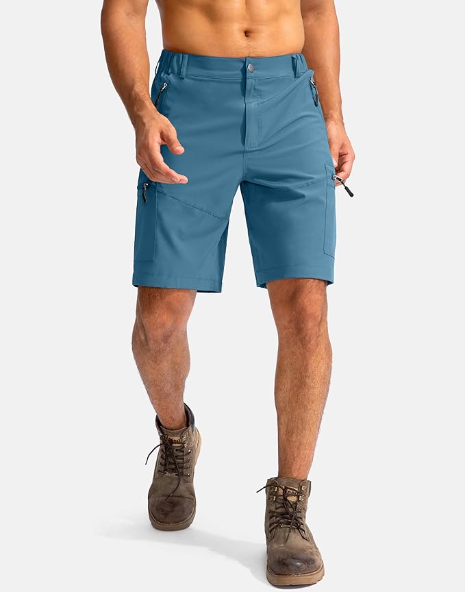 Pudolla Men's Hiking Cargo Shorts 9" Lightweight Outdoor Work Shorts for Men Travel Golf Camping