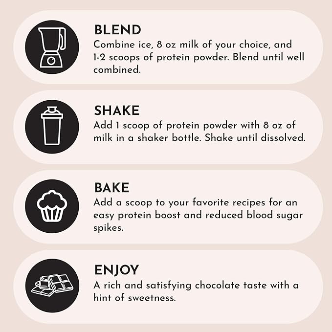 JUST INGREDIENTS Protein Powder | 15 Servings | 24g Protein | Chocolate Flavor Made with 100%