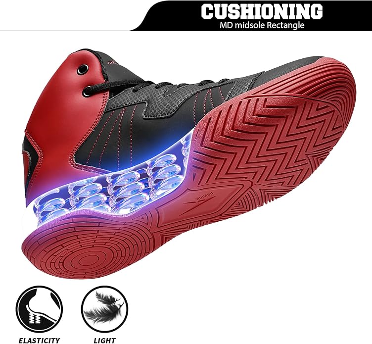 ASHION Kids Basketball Shoes Boys Girls Sneakers Mid-Top Lace Up Cushion Anti Slip Athletic Outdoor
