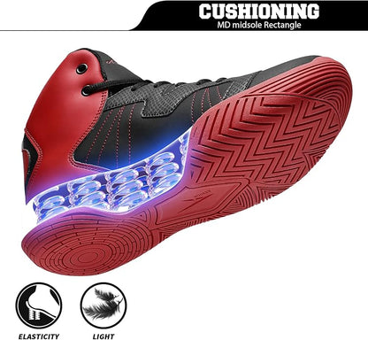 ASHION Kids Basketball Shoes Boys Girls Sneakers Mid-Top Lace Up Cushion Anti Slip Athletic Outdoor