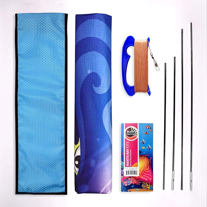 Mint's Colorful Life Devil Fish Kite for Kids and Adults，Easy to Fly Delta Kites Single Line Large