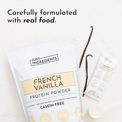 JUST INGREDIENTS French Vanilla Protein Powder ??30 Serving Bag ??Grass-Fed Whey & Plant Protein