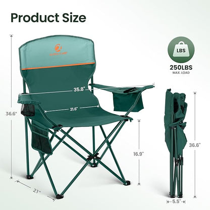 HIGH POINT SPORTS 2 Pack Portable Camping Chair for Adults, Folding Outdoor Camp Chair Lightweight