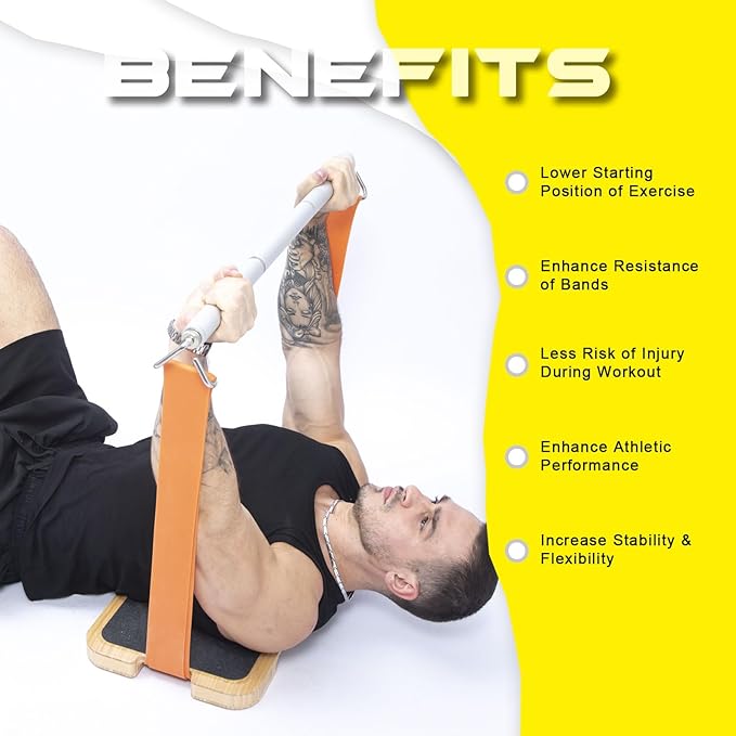 Resistance Band Workout Footplate - Wood Exercise Platform with Non-Slip Surface for Band Training