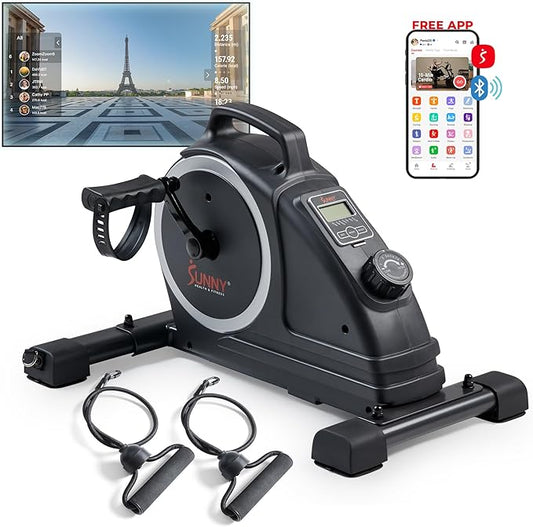 Sunny Health & Fitness Dual Function Under-Desk Bike Trainer, Mini Exercise Machine for Senior