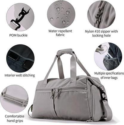Weekender Duffel Bag with Shoe Compartment And Wet Pocket-Luggage Everyday Overnight Bag for Men
