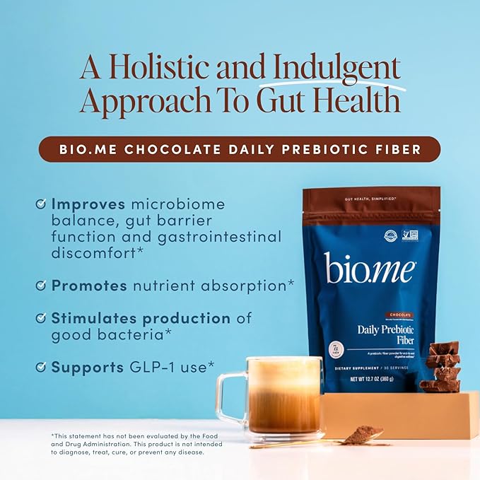 Daily Prebiotic Fiber Powder Chocolate - 7g Per Serving - Soluble & Insoluble Fiber Supplement