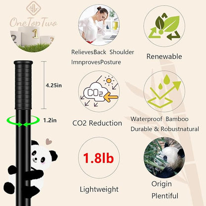 5ft Yoga Stick from Natural Bamboo with Non-Slip Handle-Stretching Stick for Mobility