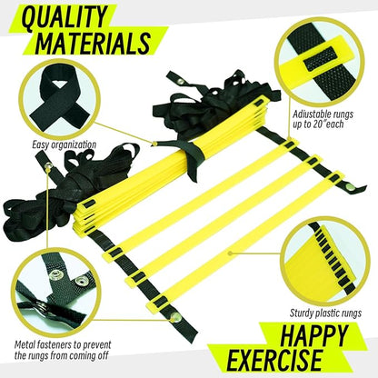 20ft Adjustable Agility Ladder with Carry Bag – Football Training Equipment & Speed Ladder for