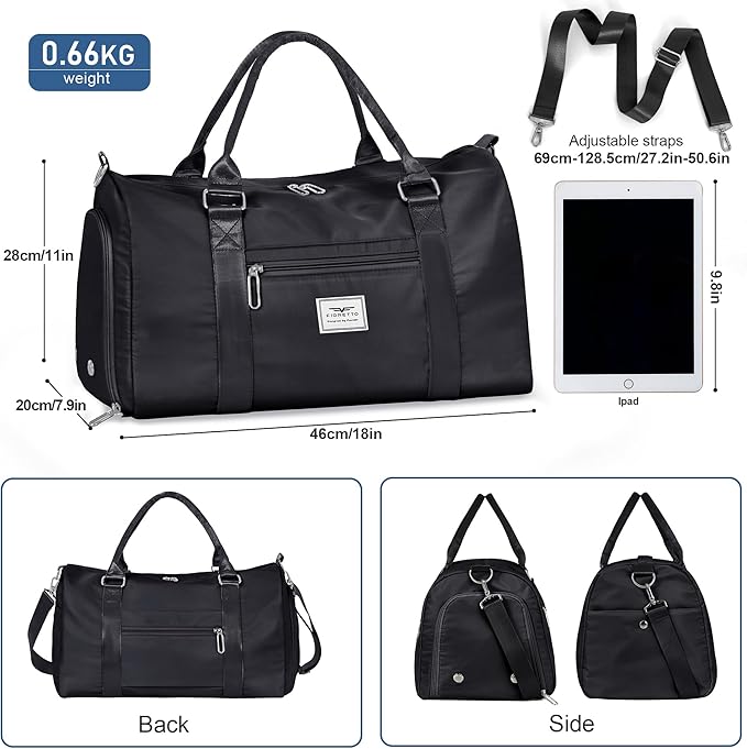FIORETTO Womens Gym Tote Duffle Bag with Wet Pocket & Shoe Compartment, Sports Duffel Overnight
