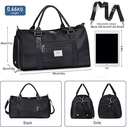 FIORETTO Womens Gym Tote Duffle Bag with Wet Pocket & Shoe Compartment, Sports Duffel Overnight