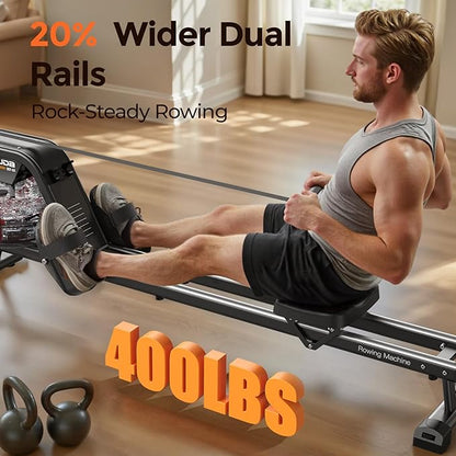 YOSUDA Magnetic/Water Rowing Machine for Home - Rower Machine Use with Bluetooth, App Supported