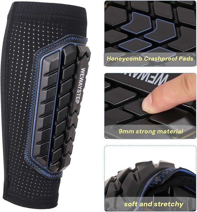 Shin Guards Soccer Kids Youth, Adult Shin Guards with Honeycomb Padding，Breathable & Anti-Slip Calf