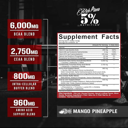 5% Nutrition Rich Piana AllDayYouMay BCAA Powder | Premium Intra & Post Workout Amino Acids