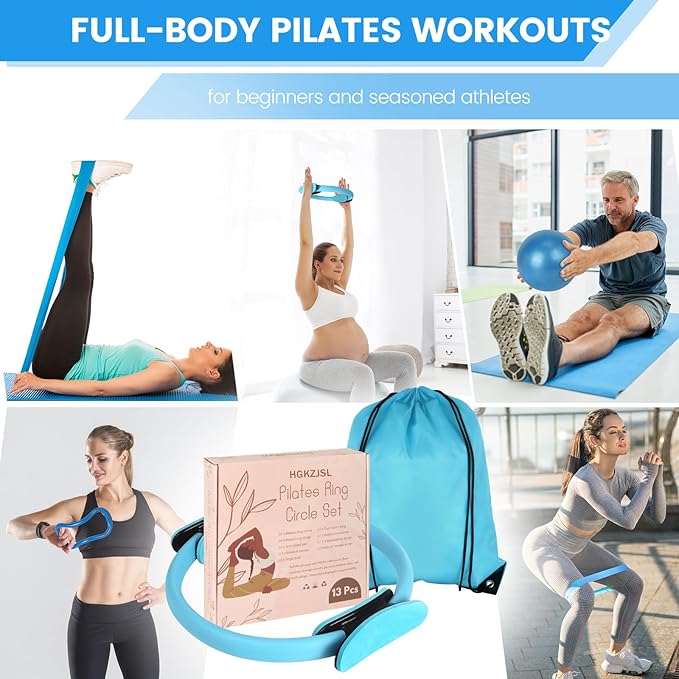 Home Pilates Essentials Kit for Women,Pilates Equipment Set with 9 Inch Yoga Ball,Figure 8