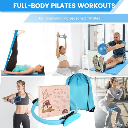 Home Pilates Essentials Kit for Women,Pilates Equipment Set with 9 Inch Yoga Ball,Figure 8