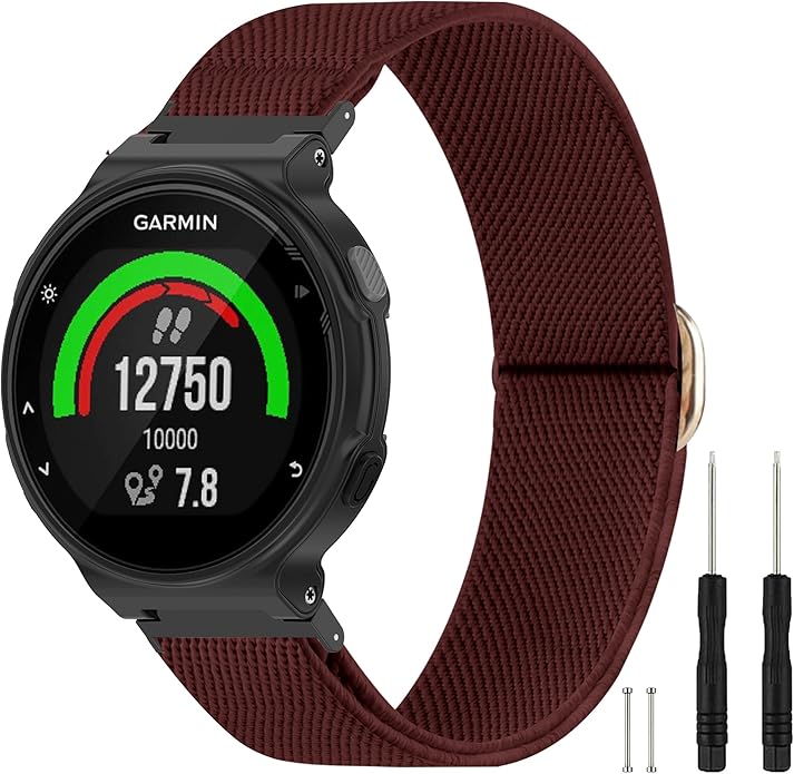Elastic Nylon Watchband Compatible with Garmin Forerunner 235/220/230/620/630/735XT,Soft Adjustable