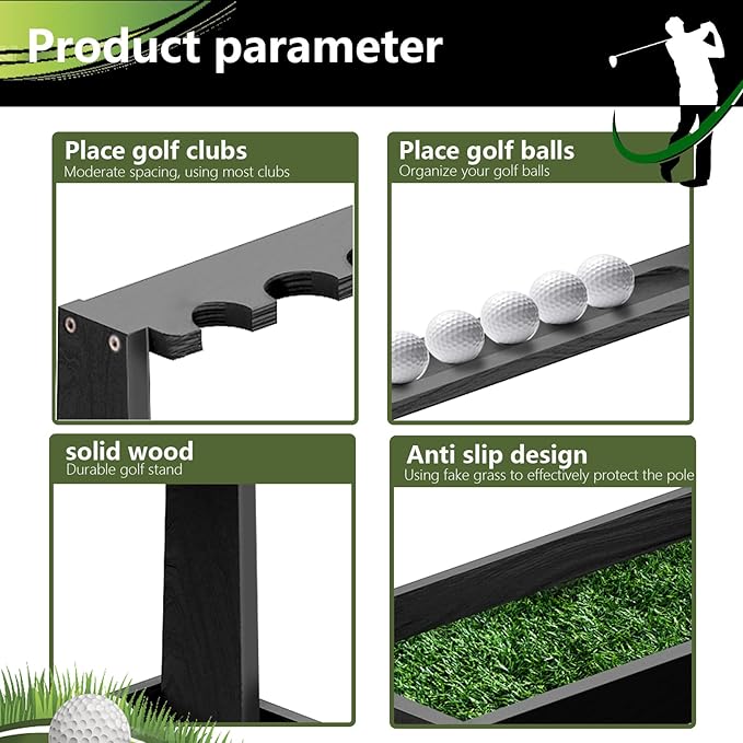 Golf Club Holder Stand,Wooden Golf Club Rack -Indoor Display Rack,Golf Club Organizer for 8 Clubs