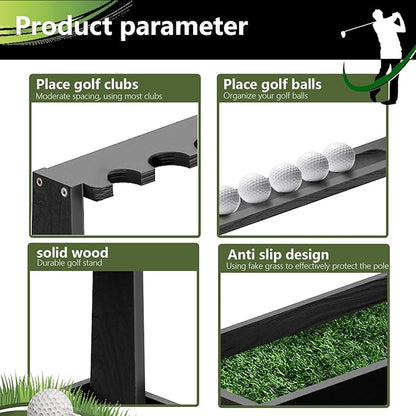Golf Club Holder Stand,Wooden Golf Club Rack -Indoor Display Rack,Golf Club Organizer for 8 Clubs