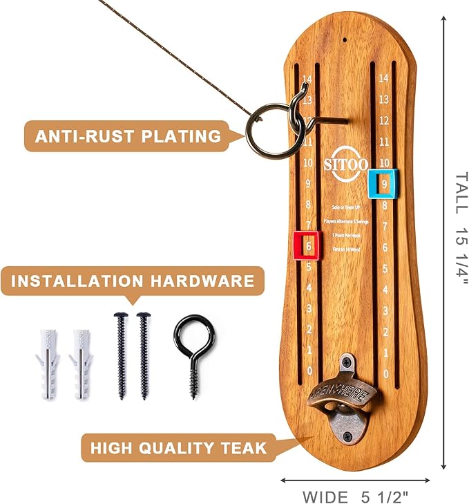 Ring Toss Game for Adults, Hook and Ring Game with String and Hooks for Indoor & Outdoor, Ring Hook
