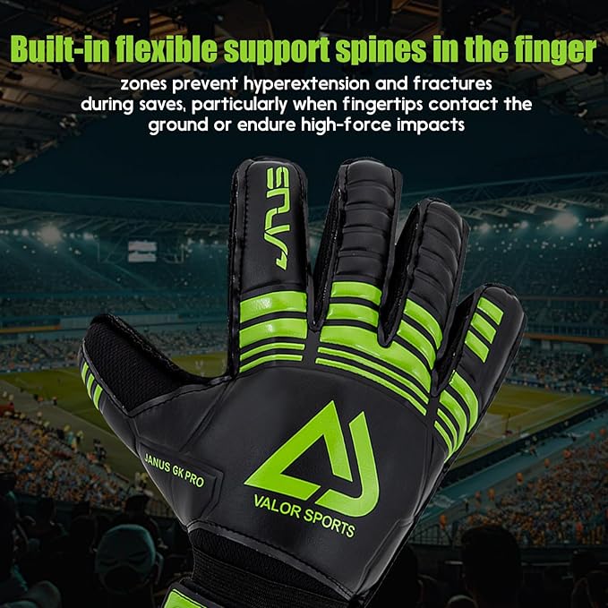 Soccer Goalkeeper Gloves with Finger Protection to Prevent Injuries, Strong Grip for Tough Tackles