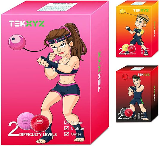TEKXYZ Boxing Reflex Ball, 2 Difficulty Levels Boxing Ball with Headband, Perfect for Reaction